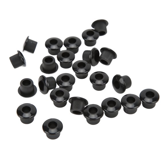24-Pack 10mm Semi-Closed Guitar String Button Ferrules, Black & Silver Plastic Tuning Peg Bushings 24Pcs 10mm plastic