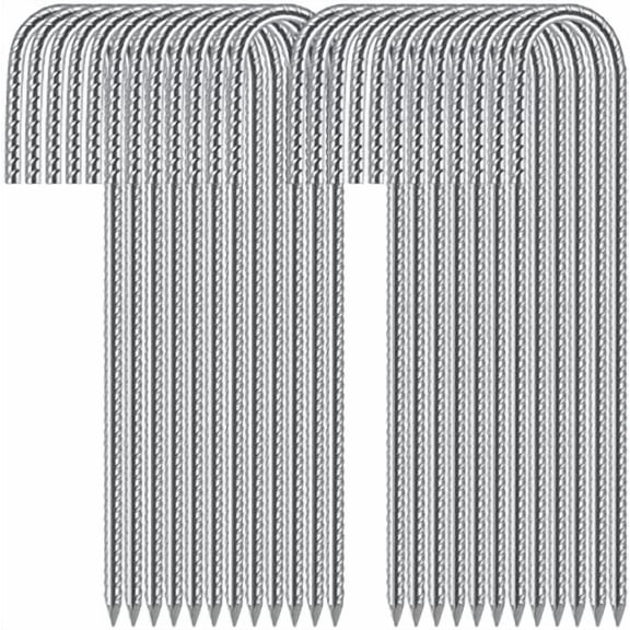 24 Pack 12 Inch Rebar Stakes Heavy Duty J Hook Metal Garden Stakes Galvanized Steel Ground Anchors Chain Link Fence Stakes Anti Rust Rebar Spikes for Tent Landscape Yard Lawn Outdoor Decorations