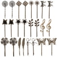 thumbnail image 1 of 24 Pack/12 Pairs Pretty Brown Bronze Vintage Retro Leaf Flower Butterfly Hair Pins Decorative Bobby Pins Fancy Hairpin Cute Hair Clips Thin Fine Short Hair Barrettes Accessories for Women Girl, 1 of 4