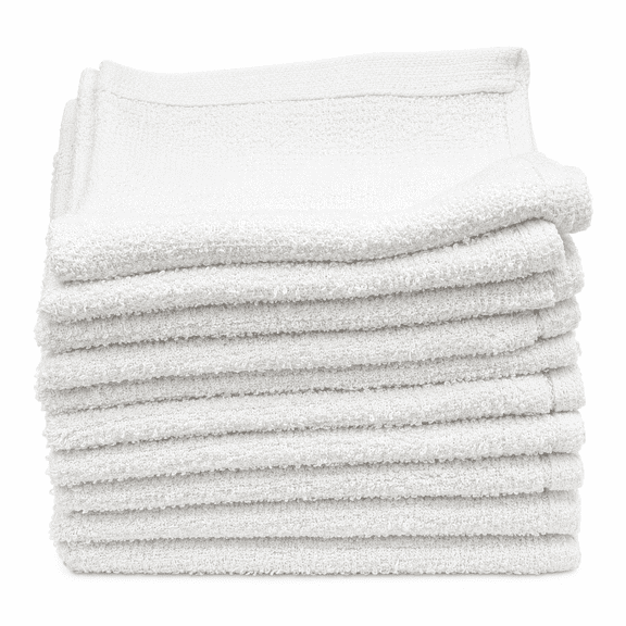 24 Pack - 12 x 12 White 100% Cotton Value Washcloth Rags | Spa Painting Cleaning Face