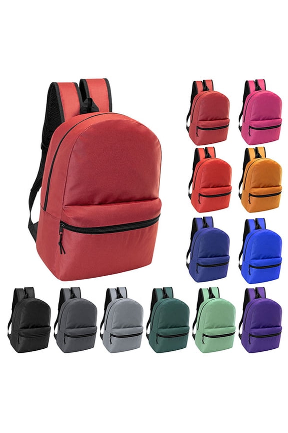 24-Pack 15" Backpacks for Kids - Bookbags in Bulk for Elementary, Middle, and High School Students, 12 Assorted Colors