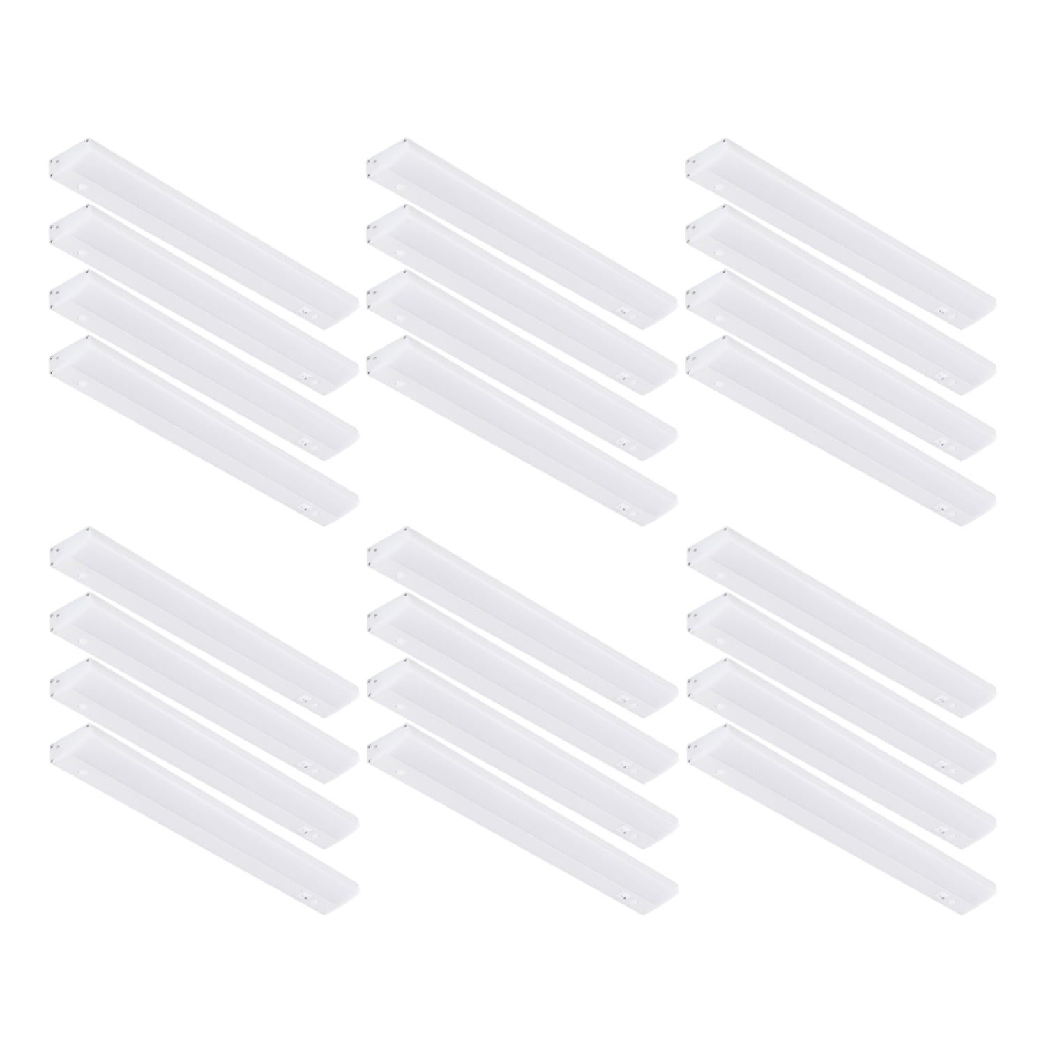 24 Pack 16" LED Under Cabinet Task Lighting, ETL Listed, Linkable, Plug in, 8W, 520lm, 4000K Cool White, White Finished