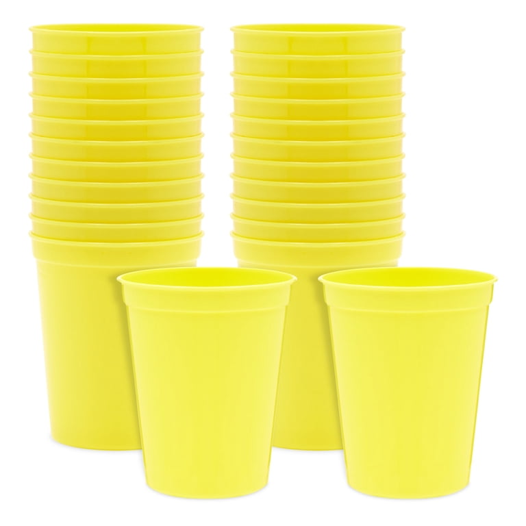 Yungyan 100 Pack 16 Oz Plastic Stadium Cups - Red Blank Reusable Tumblers For Parties, DIY Projects