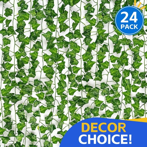 24 Pack 168 Feet Fake Vines, Aritificial Ivy Leaves Wall Hanging Greenery Ivy Garland, Fake Vine Leaf for Bedroom Garden Wall Greenery Decor, Indoor & Outdoor