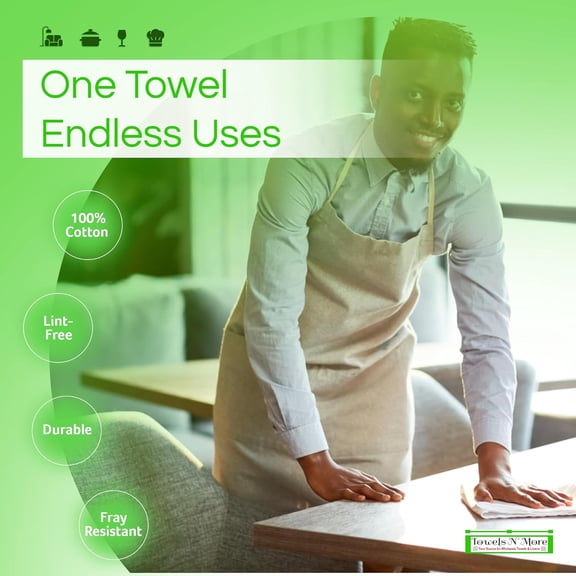 24 Pack 16x19 Bar Mop Towels High Absorbent Cotton Reusable Kitchen Towels - Quick Drying Towels for Chef, Cook, Home, Restaurant, Bar Glass Cleaning Towels (24, Blue Stripe)