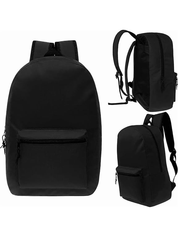 24 Pack - 17 Inch Basic Bulk Backpacks in Assorted Colors - Wholesale Case Pack of Bookbags