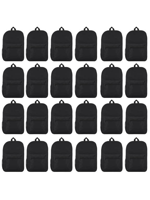 24 Pack 17 Inch Wholesale Backpacks 12 Assorted Colors - Bulk Case of Bookbags Water Resistant Knapsacks