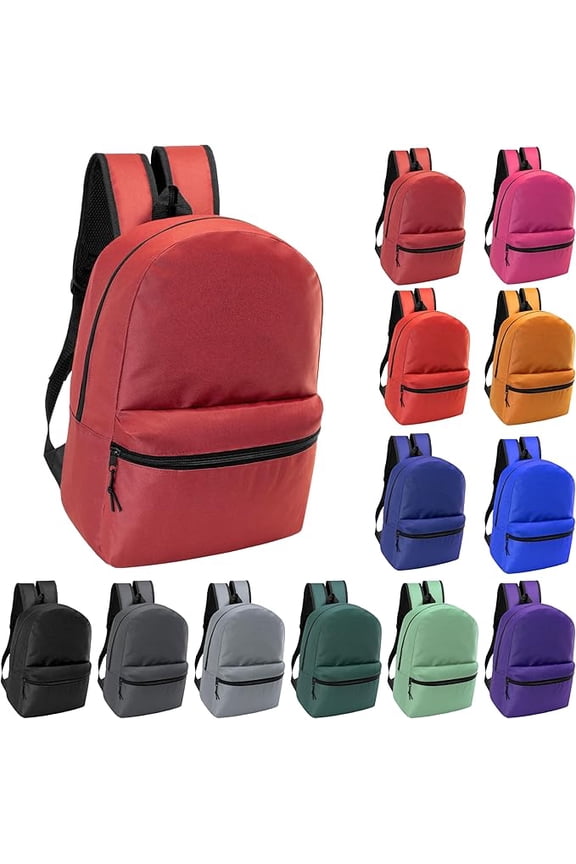 24-Pack 17" School Backpacks for Kids - Backpacks in Bulk for Elementary, Middle, and High School Students, 12 Assorted Colors