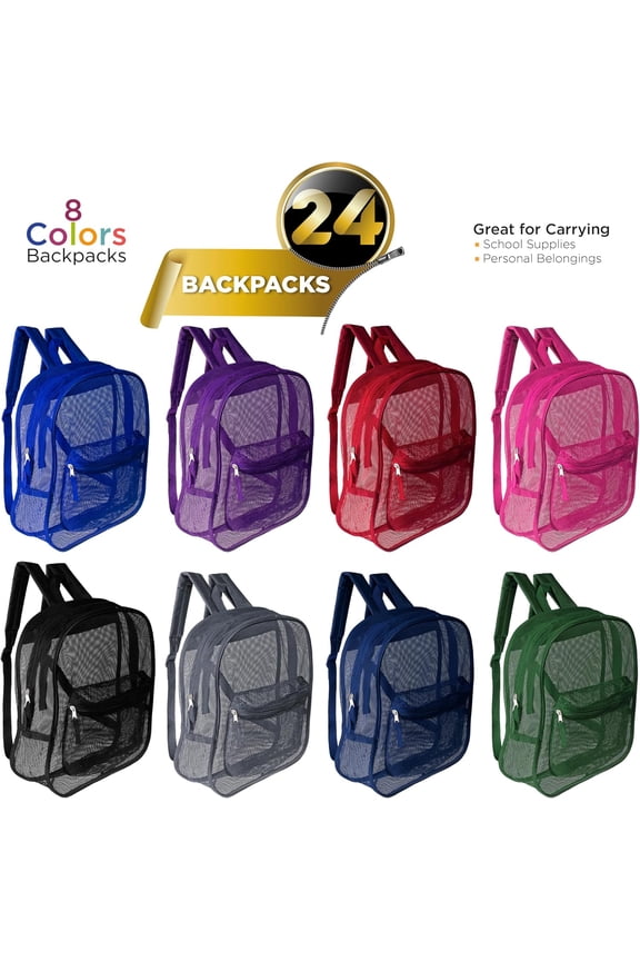 24-Pack 17" School Backpacks for Kids - Backpacks in Bulk for Elementary, Middle, and High School Students, 12 Assorted Colors