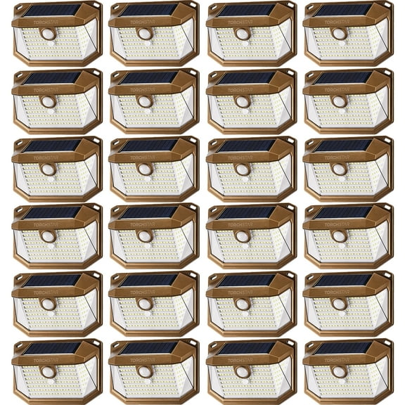 24 Pack 178 LEDs Solar Lights with Motion Sensor, IP65 Waterproof, 6500K Pure White, 3 Lighting Modes & 3 Brightness Levels Adjustable, Oil Rubbed Bronze