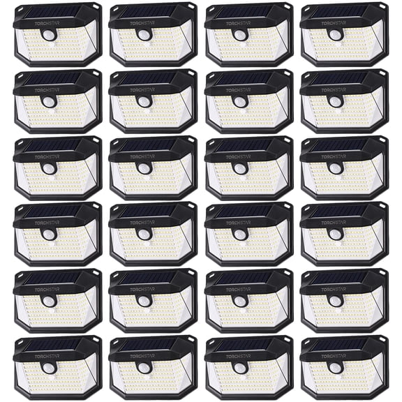 24 Pack 178 LEDs Solar Lights with Motion Sensor, IP65 Waterproof, 6500K Pure White, 3 Lighting Modes & 3 Brightness Levels Adjustable, Black