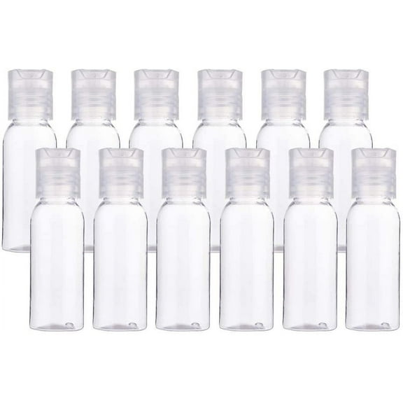24 Pack 1oz PET Plastic Bottles Clear Refillable Bottles with Press Cap for Shampoo Lotions Creams for DIY