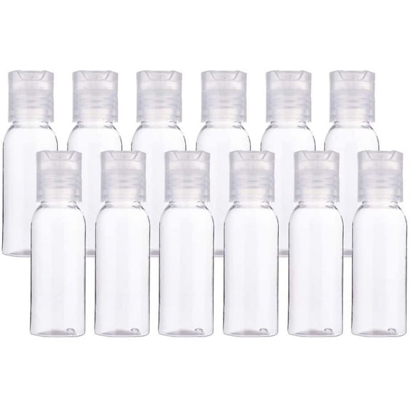 24 Pack 1oz PET Plastic Bottles Clear Refillable Bottles with Press Cap for Shampoo Lotions Creams