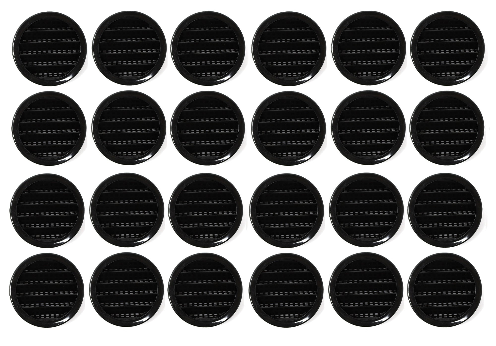 24 Pack 2" Black Round Plastic Louver Soffit Air Vent