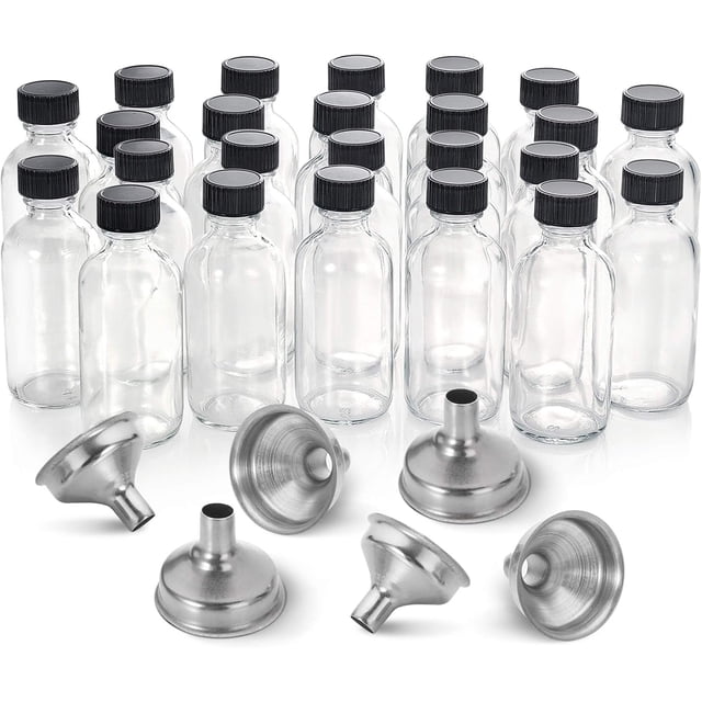 Walmart Sign Sample Sticker 24 Pack 2 oz Clear Glass Bottles with Lids and 6 Stainless Steel ...