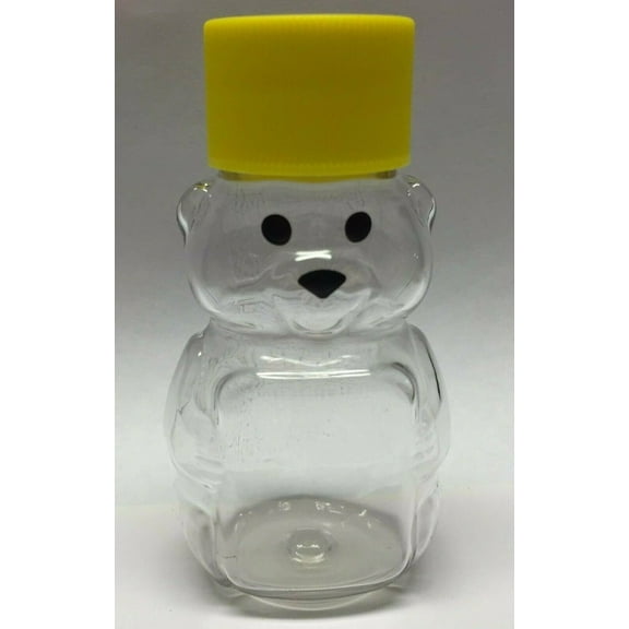 24 Pack  2 oz Yellow. Honey Bear Plastic Squeeze Bottle Jar Screw Cap Small 2.75