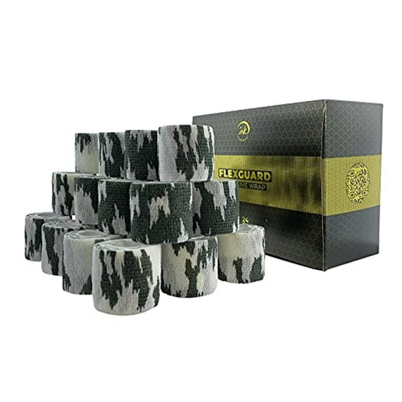(24-Pack) 2” x 15 FT | Disposable Cohesive Bandage Tattoo Grip Tape Wrap Elastic Bandage Self Adhesive Elastic Non Woven Bandage Cohesive Wrap Self Adherent Wrap for Pets and for Sports (Military 2)