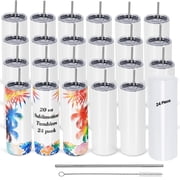 24 Pack, 20 oz Skinny sublimation Tumblers, Insulated, Stainless Steel, Individually Boxed