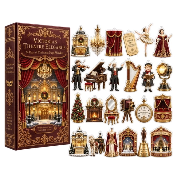24 Pack 2026 Theatre Advent Calendar, 24 Acrylic Ornaments, Christmas Countdown for Drama Enthusiasts, 10.24 x 7.09 x 1.18 in