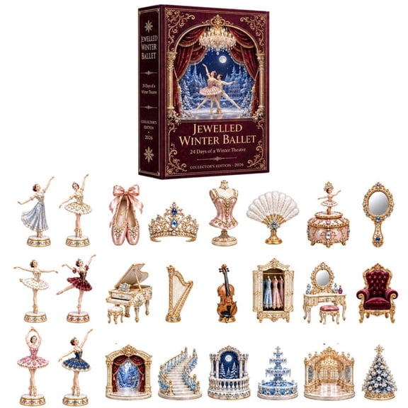 24 Pack 2026 Winter Ballet Advent Calendar, 24 Ornaments, Christmas Countdown for Ballet Fans, 10.24 x 7.09 x 1.18 in