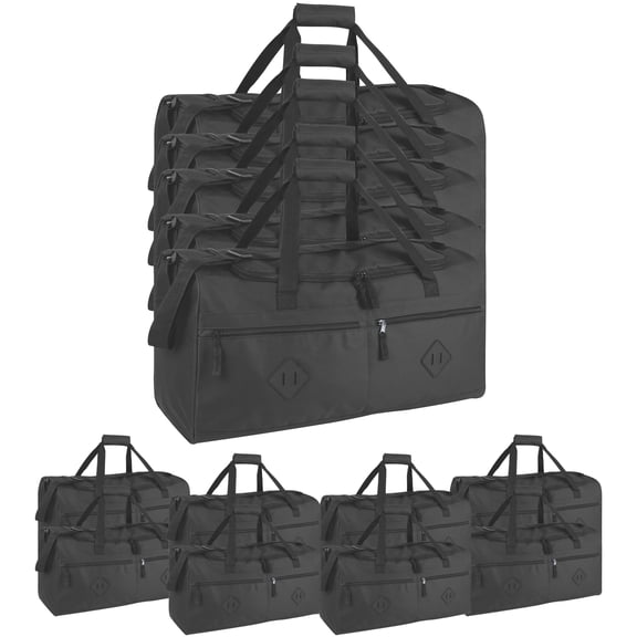 24 Pack 24 Inch 55 Liter Overnight Duffel Bags with Zippered Pockets for Men, Women, Sports, Gym, Travel, Commuting in Black