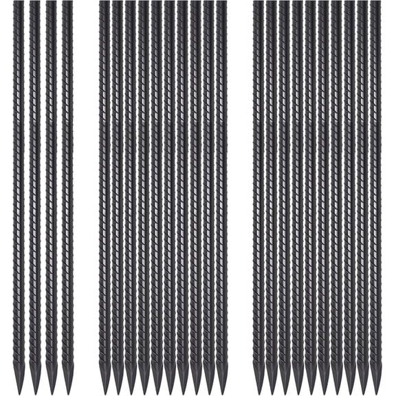 24 Pack 24 Inch Rebar Stakes 1/2 Inch Diameter Heavy Duty Metal Landscape Timber Spikes with Chisel Point End