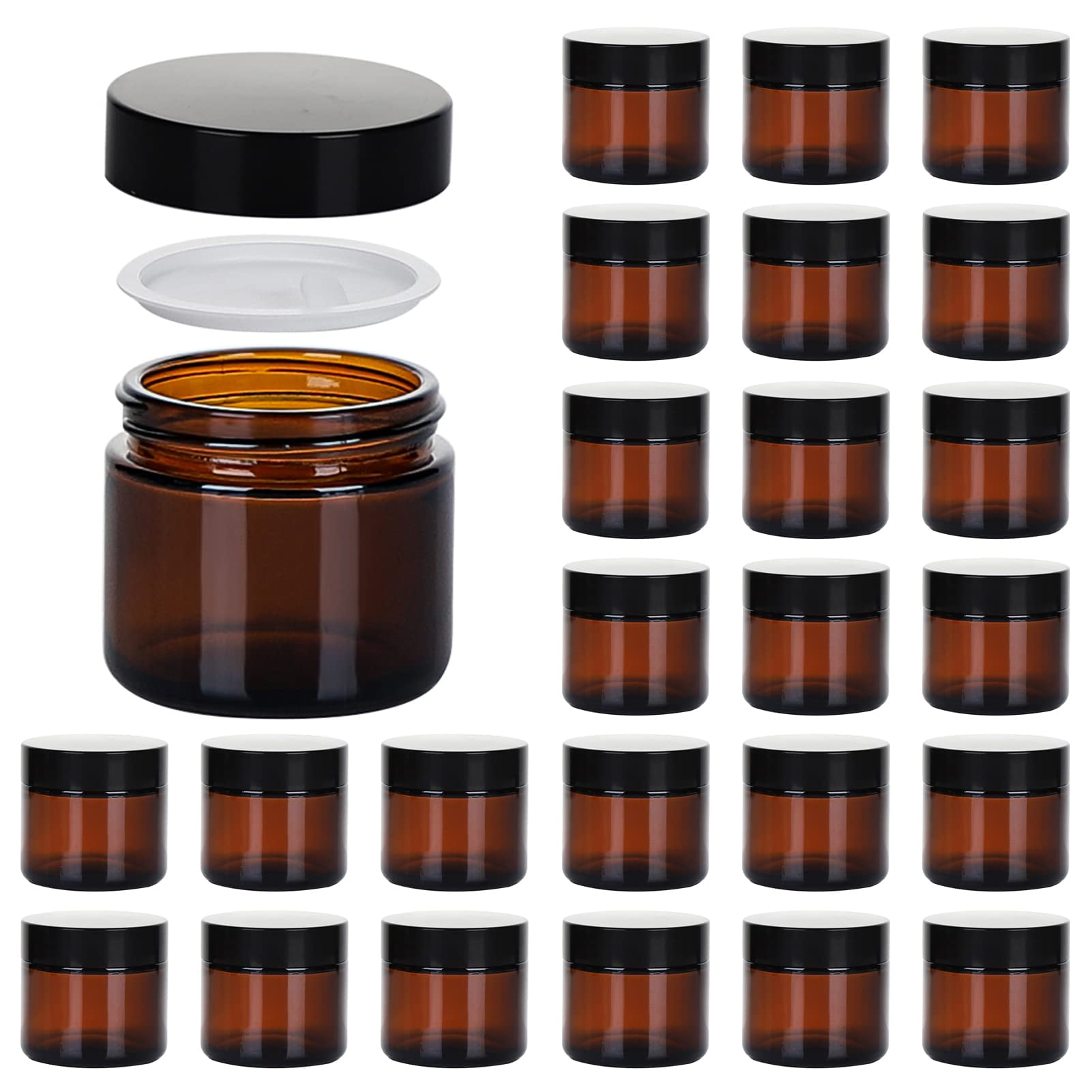 X-Large Amber Glass Storage Jar With Air-Tight Lid - UV Protection For Herbs, Salves, Cosmetics (16oz / 500mL)