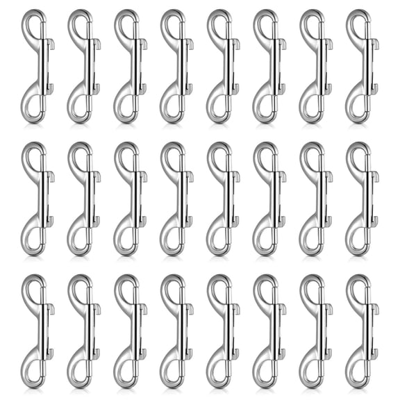 24-Pack 3.5-Inch Double Ended Bolt Snap Hooks, Heavy Duty Zinc Alloy Trigger Chain Clips, Rust-Resistant Metal Snaps for Dog Leashes, Pet Feed Buckets, and Gate Latches