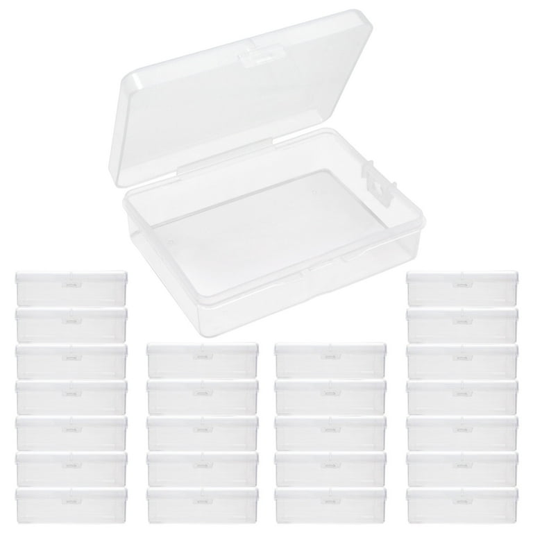 24 Pack 3.5x2.6x1.1 inches Small Clear Plastic Box Storage Containers  Hinged Lid Rectangular PP