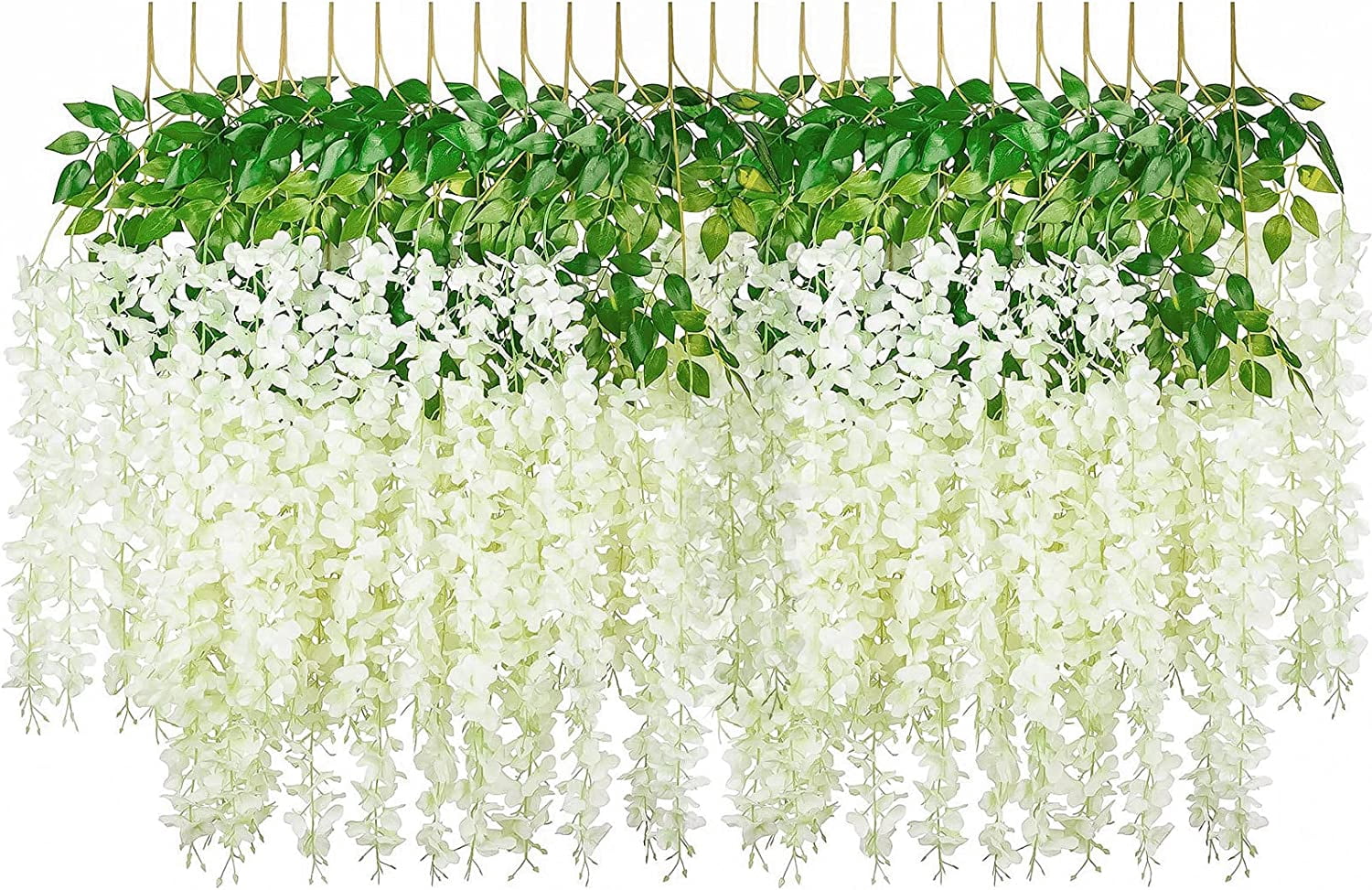 24 Pack 3.6 Feet Wisteria Hanging Flowers, Artificial Fake Wisteria ...