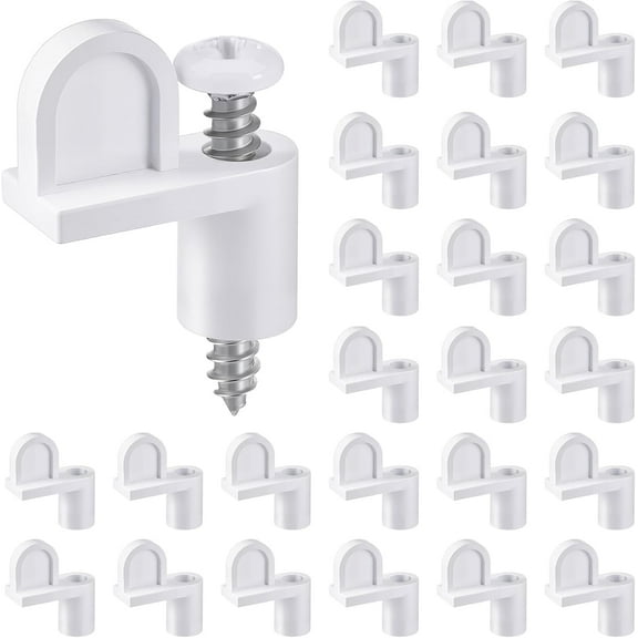 24 Pack 3/8 Inch Nylon Window Screen Clips with Screws, Offset Clips for Fastening Storm Windows and Screen Doors (White)