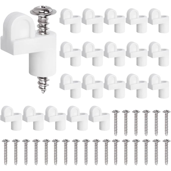 24 Pack 3/8 Inch White Window Screen Clips and Storm Window Clips, Offset Retainer Clips for Securing Window Screens and Storm Door Panels with Easy Installation
