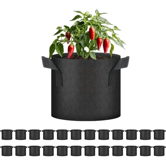 24-Pack 3 Gallon Nonwoven Grow Bags, Aeration Fabric Pots with Handles, Suitable for Garden Fruits, Vegetables and Flowers, Black