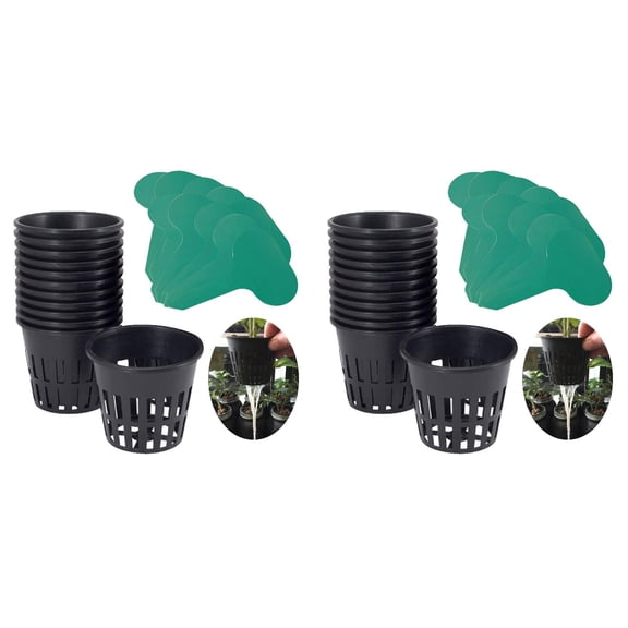 24-Pack 3-Inch Net Cups with 20 Plant Labels,Perfect for Aquaponics,Mason Jar Hydroponics,Orchid or Vegetable Gardening - Durable Slotted Mesh Insert for Optimal Growth