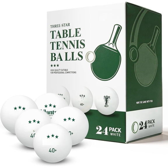 24 Pack 3- White Table Tennis Balls, 40+ ABS Regulation Bulk Ping Pong Balls for Competition & , for Indoor/Outdoor Play