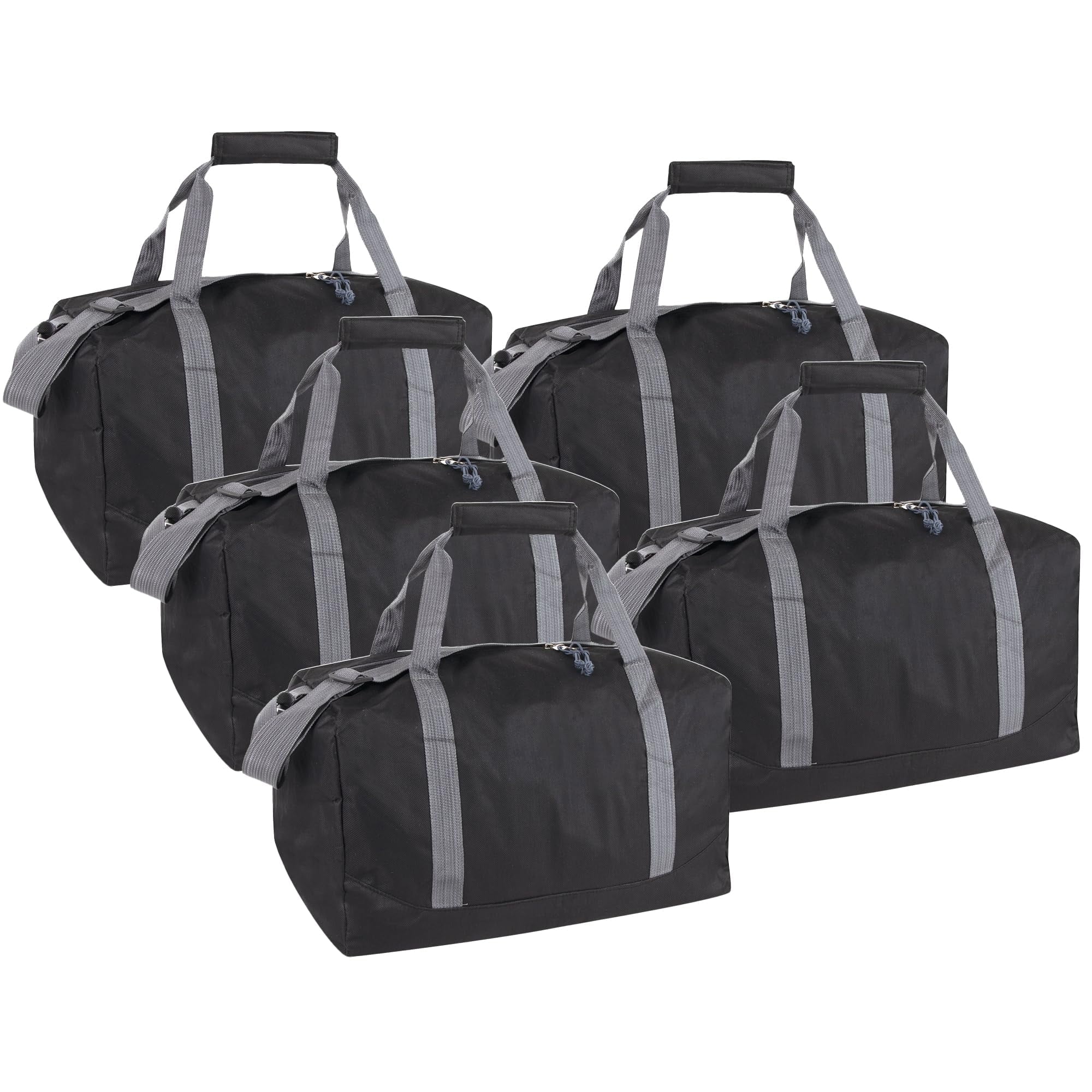 24 Pack 30 Liter Capacity Unisex Duffel Bags with Handle and Luggage Shoulder Strap for Gym, Travel and Commuting in Black