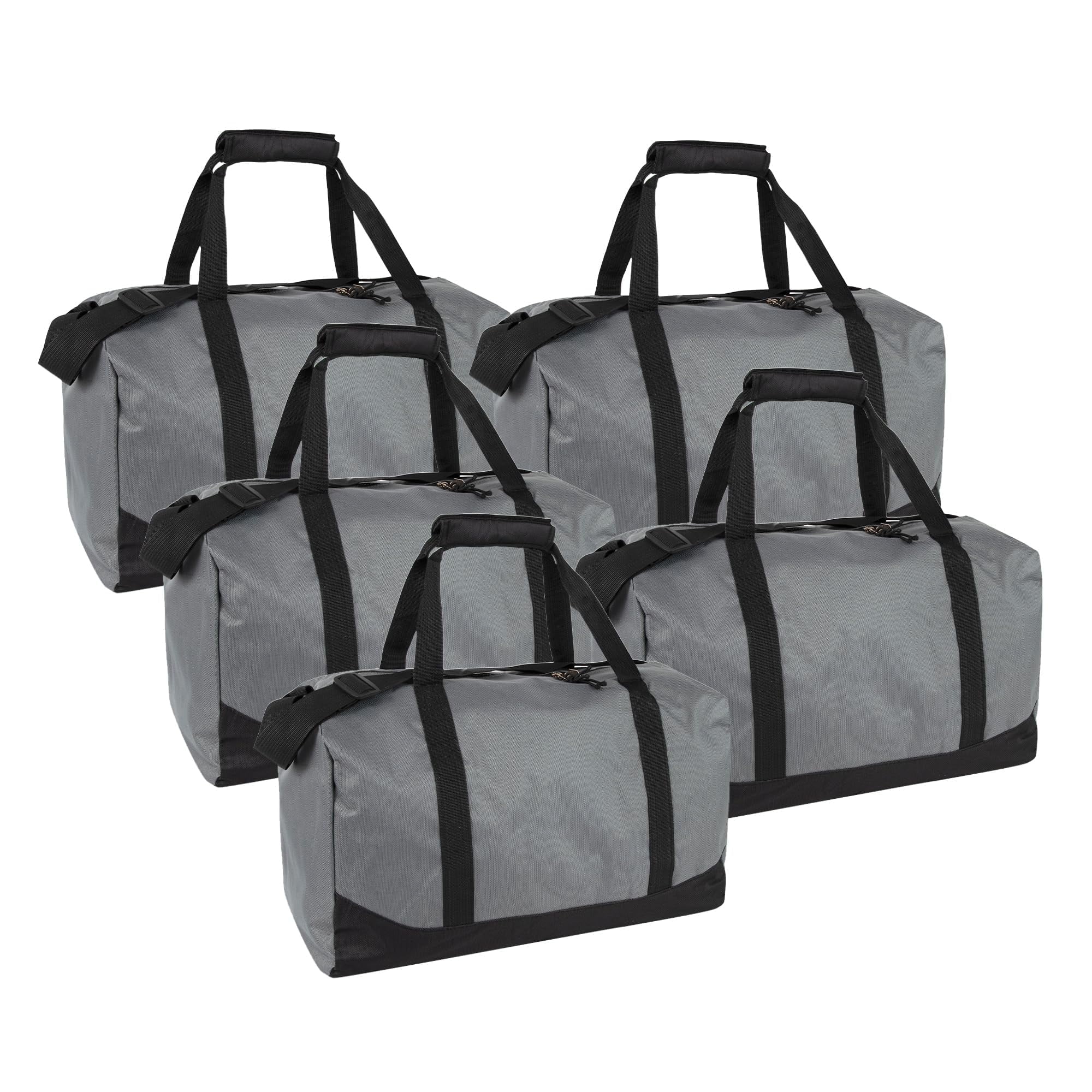 24 Pack 30 Liter Capacity Unisex Duffel Bags with Handle and Luggage Shoulder Strap for Gym, Travel and Commuting in Gray