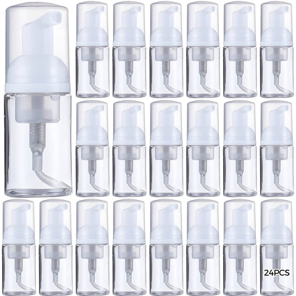 24 Pack 30ml Travel Size Empty Bottles, Clear Plastic Pump Dispensers with Leak-Proof Design, Refillable Containers for Hand Sanitizer, Lotion & Liquids