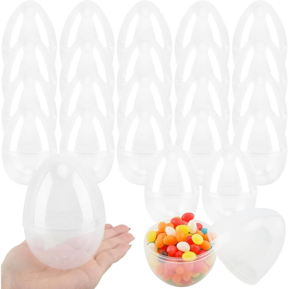 24 Pack 4.5 Inch Clear Transparent Empty Fillable Easter Eggs For Easter Hunt And Party Decor
