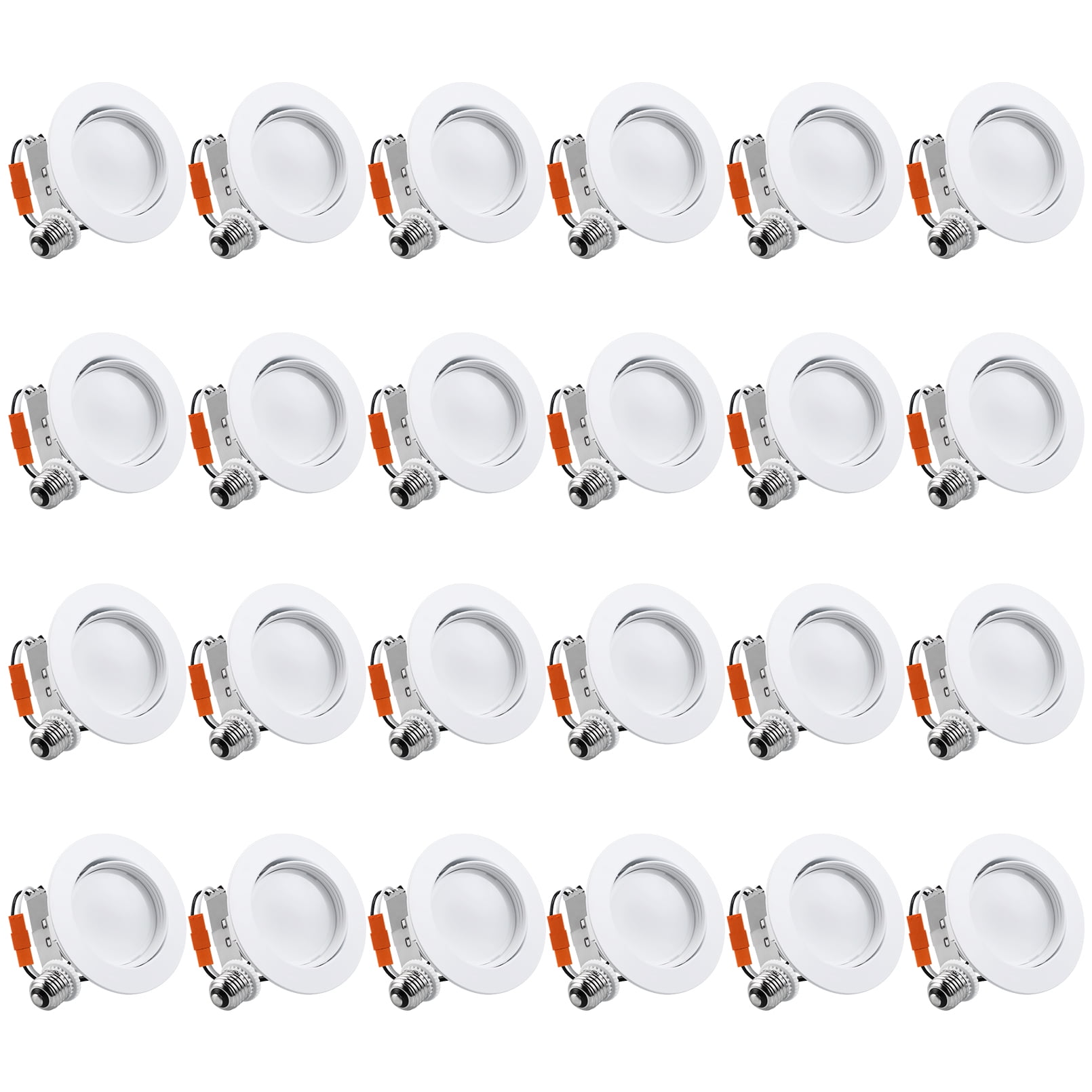 24 Pack 4" 10W Remodel Gimbal LED Recessed Downlight Dimmable, 3000K Warm White, Adjustable Retrofit Ceiling Light