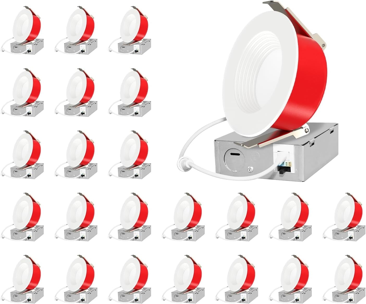 Easora 4 Inch Recessed Lighting 4 Pack – 3CCT 3000/4000/5000K, 9W 750LM Anti-Glare Dimmable Wafer Lights With Junction Box, ETL & FCC