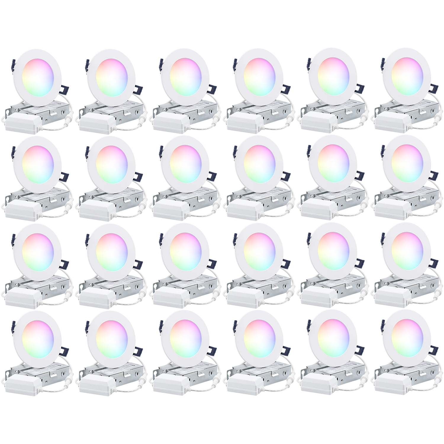 24 Pack 4 Inch 8W LED RGBCW Smart Recessed Lighting, Alexa/Google/Siri Compatible