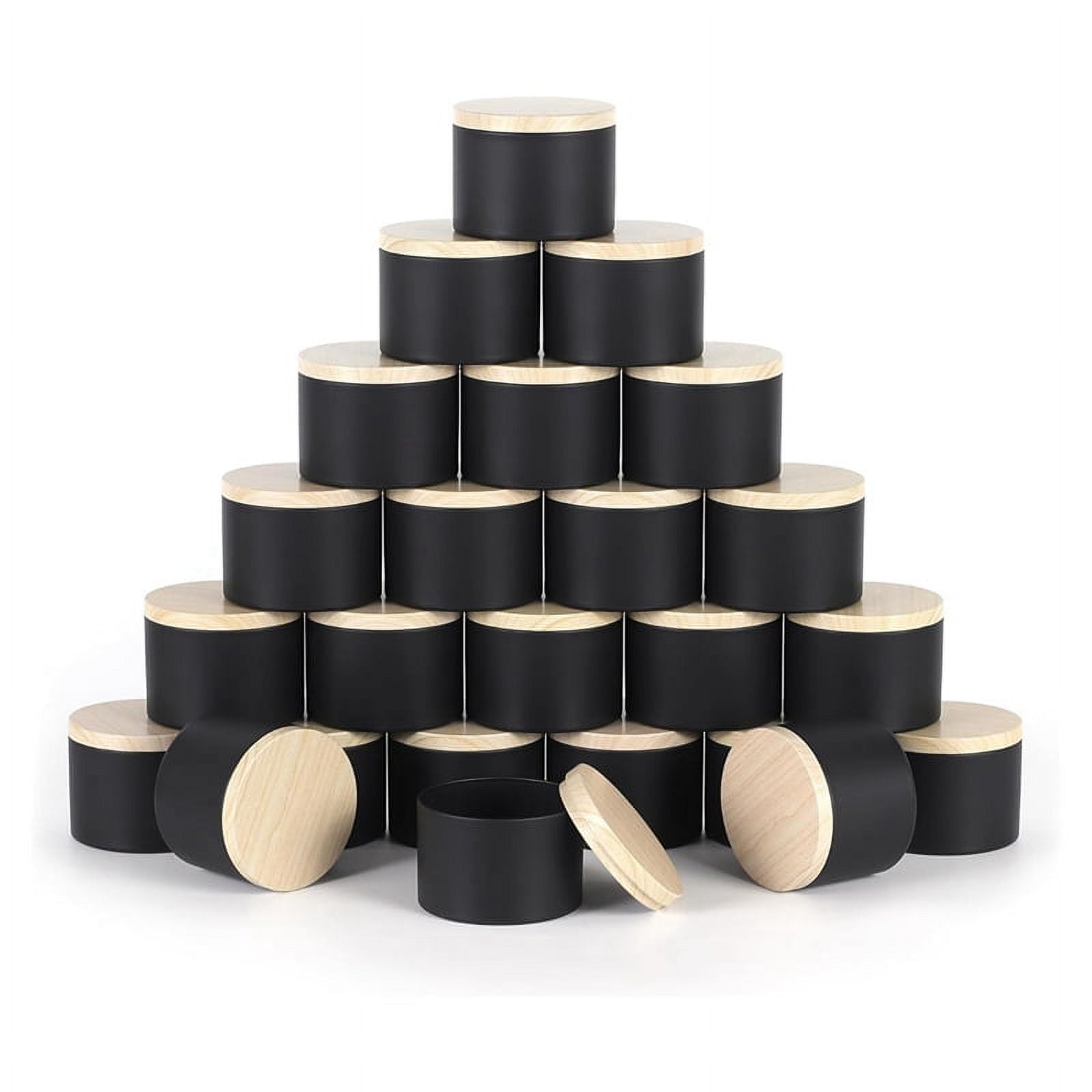 24 Pack 4 Oz Black Candle Tins with Lids, 4Oz Candle Jars for Making Candles Bulk