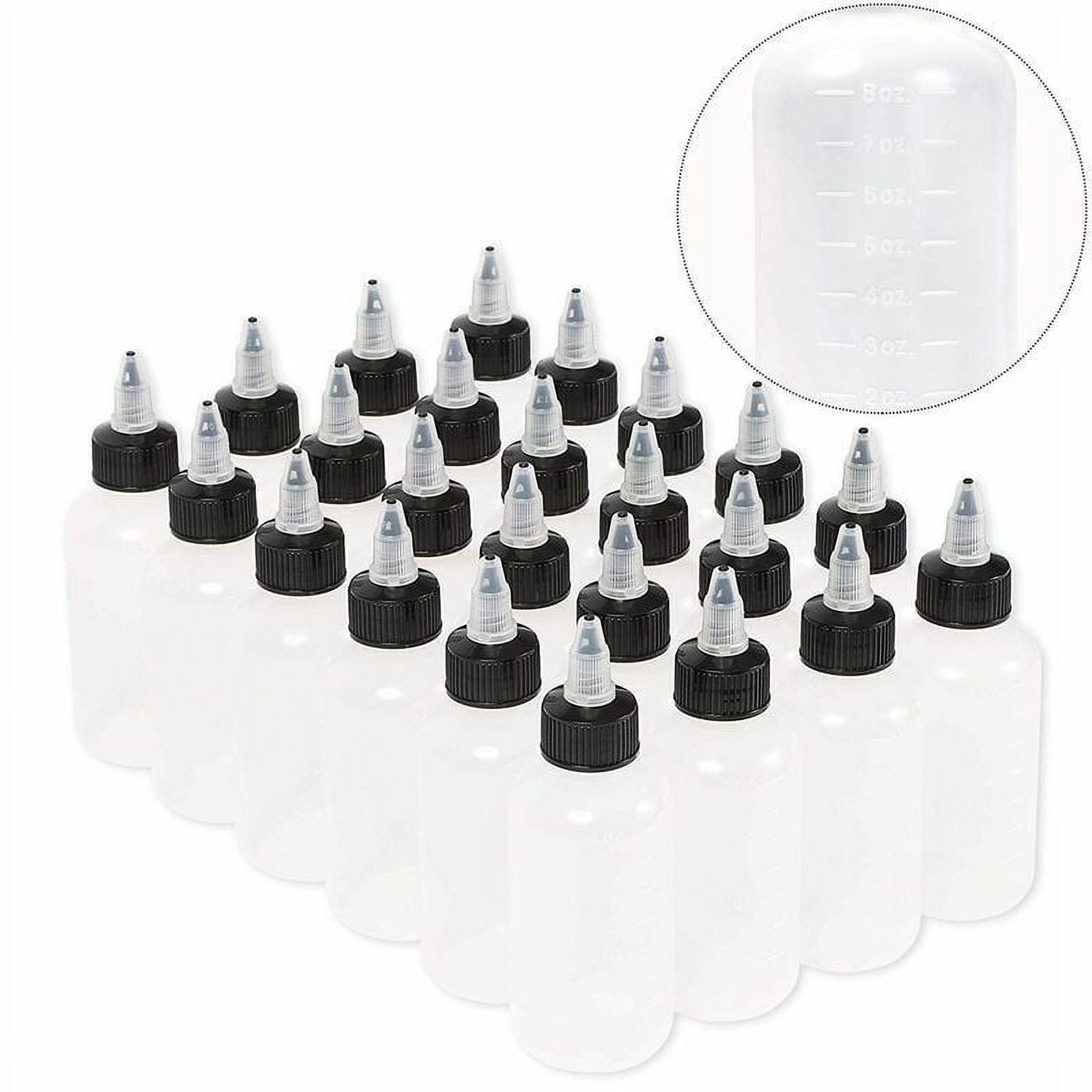 24 Pack Clear 2oz Bottles with Caps for Kitchen, Condiments, Homemade BBQ  Sauce, Oil, Boston Round Small Squeeze Bottles for Arts and Crafts, DIY  Projects, Glues