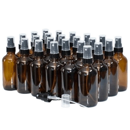 4 oz. Amber Boston Round with Black Fine-Mist Sprayer (Smooth) (22/400) (V23) (V20)