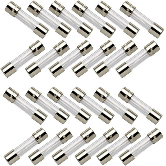 (24 Pack) 5 amp Fuse / 125v Fuse 5a max/Fast Blow, 0.2 x 0.78 inch / 5 x 20 mm/Little Glass Fuses for Outdoor String Lights, Christmas Lights, Box Fans and More TC-67