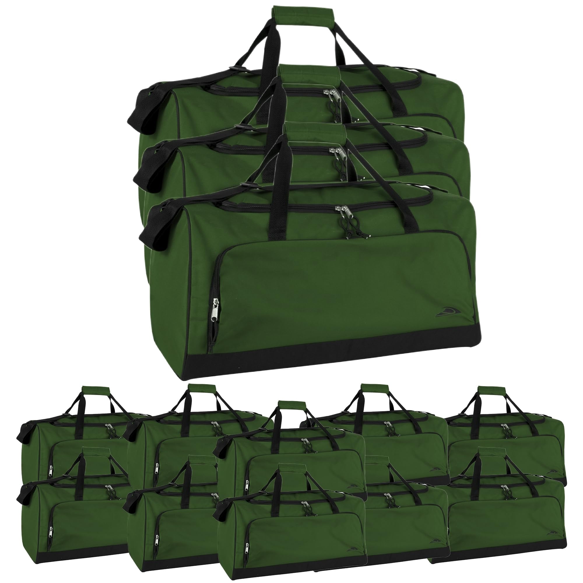 24 Pack 55 Liter Capacity Unisex Duffel Bags with Handle and Luggage Shoulder Strap for Gym, Travel and Commuting in Hunter Green