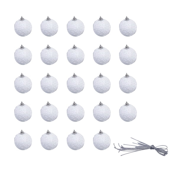 24-Pack 5cm White L Christmas Foam Snowballs, Tree Decorative Ornaments