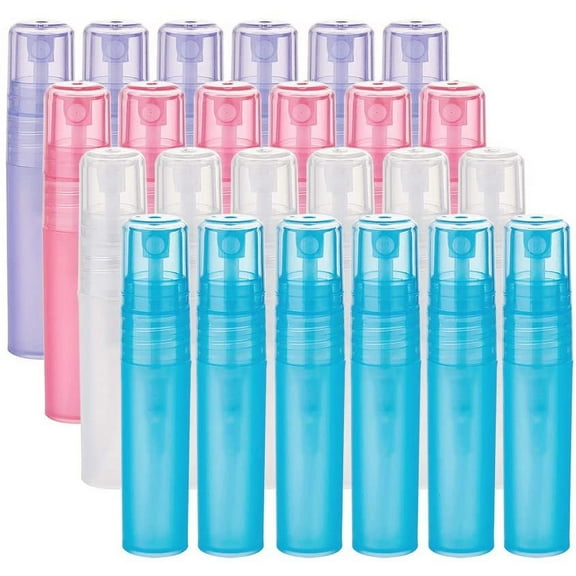 24 Pack 5ml Mixed Color Plastic Perfume Tubes Fine Mist Spary Bottle for Essential Oil Perfume and Cleaning Liquid