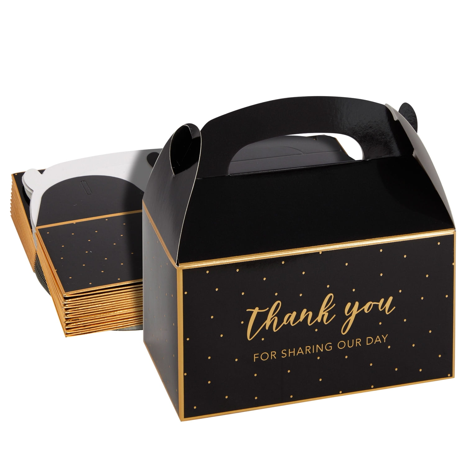 24-Pack 6.3 x 3.5 x 3.5-Inch Black Party Favor Gable Boxes, Thank